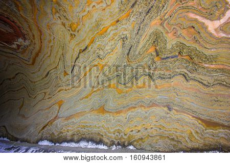 Abandoned varicoloured salt mine shaft tunnel carnallite