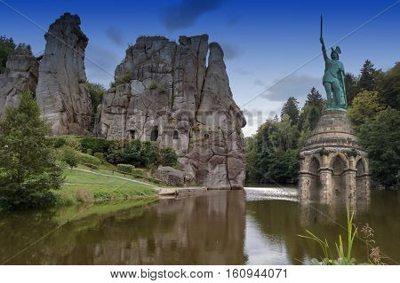 Curious and mysterious; Externstone and Hermannsmonument together on a picture.