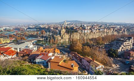 The Panoramic View Of Tbilisi, Sameba, Metekhi,  Autumn, Georgia, Europe