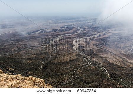 Highest point Jabal Samhan mountain viewpoint in Dhofar mountains Oman 2
