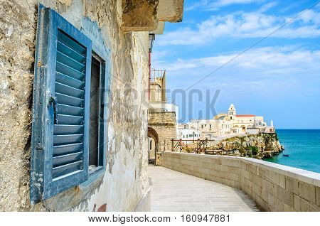 vieste gargano apulia italy window mediterranean sea village