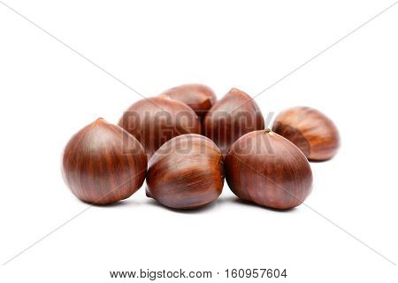 Fresh hot Chestnuts isolated on white background