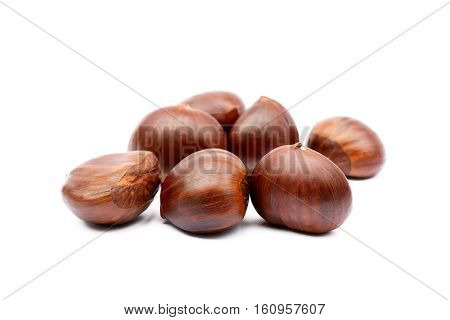 Fresh hot Chestnuts isolated on white background
