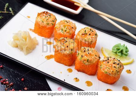 baked rolls Traditional Japanese cuisine wasabi swt