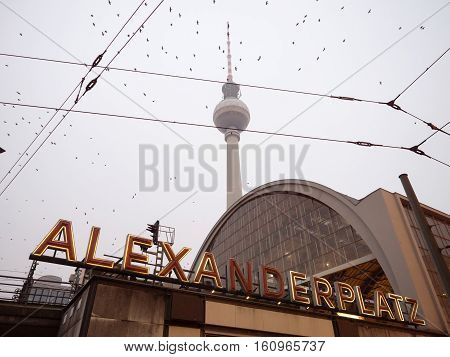 Alexanderplatz Station With The Tv Tower On The Background