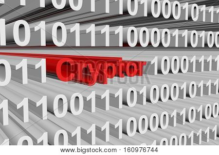 Cryptor in the form of binary code, 3D illustration