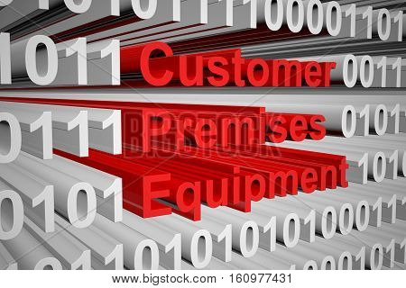 Customer premises equipment in the form of binary code, 3D illustration