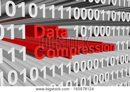 data compression is presented in the form of binary code 3d illustration