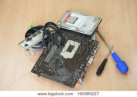 Accessories tools to build a personal computer.