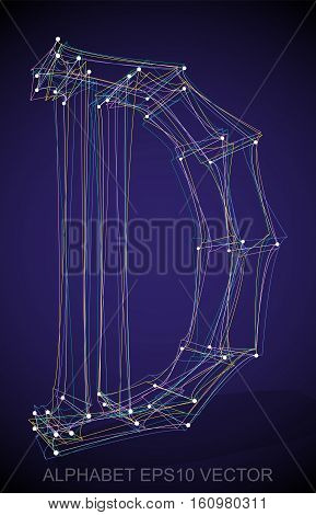 Abstract illustration of a Multicolor sketched D with Transparent Shadow. Hand drawn 3D D for your design. EPS 10 vector illustration.