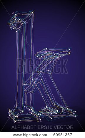 Abstract illustration of a Multicolor sketched K with Transparent Shadow. Hand drawn 3D K for your design. EPS 10 vector illustration.
