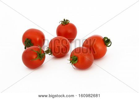 On white & copy space fresh healthy cherry tomatoes stock pictures