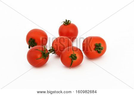 On white & copy space fresh healthy cherry tomatoes stock pictures