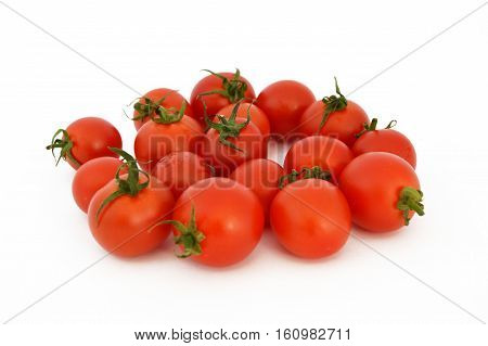 On white & copy space fresh healthy cherry tomatoes stock pictures