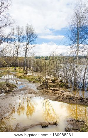 The spring flood on the river Berd. Novosibirsk oblast a district of Old Iskitim Siberia Russia
