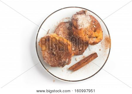 Traditional Christmas Rabanadas. Spanish Torrijas isolated on white background