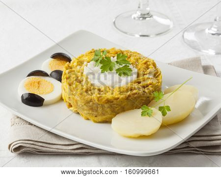 Aji de gallina typical dish from Peru.