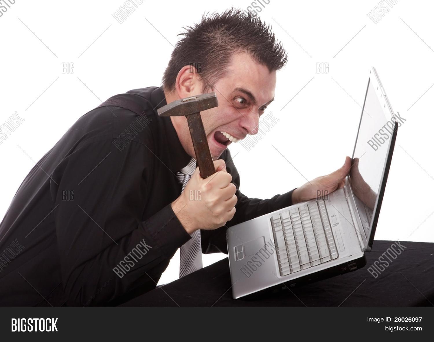 Businessman Destroying Image Photo Free Trial Bigstock