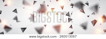 Abstract Banner With Gray 3d Trigons. Vector Geometric Illustration.