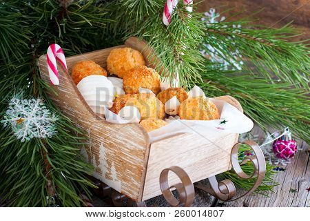 Coconut Homemade Cookies, Horizontal, Selective Focus Food