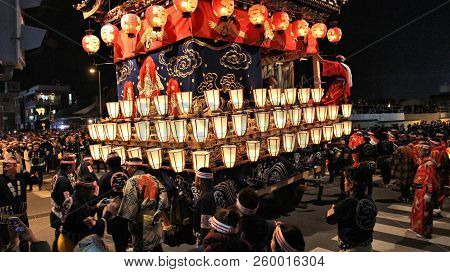 Chichibu, Japan - December 3, 2016: Parade Float Is Pulled At Chichibu Night Festival In Japan. Chic