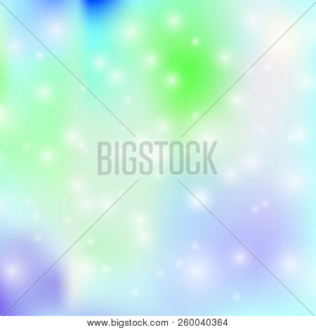 Vector Northern Lights Abstract Background With Snowfall, Blurred Backdrop.