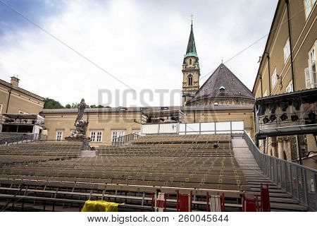 Traditional Temporary Concert Hall In The Open Air For Opera Staging With Franciscan (franziskaner )