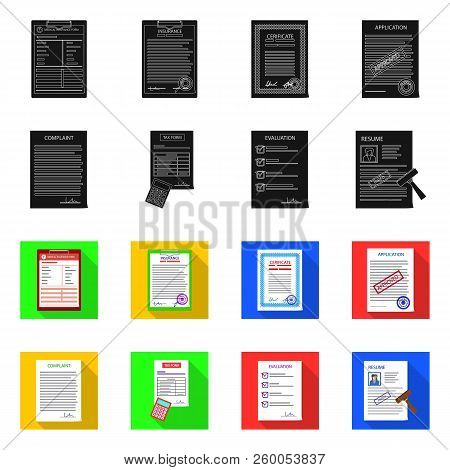 Vector Design Of Form And Document Icon. Set Of Form And Mark Stock Vector Illustration.