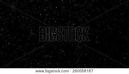 Flying Dust Particles On A Black Background