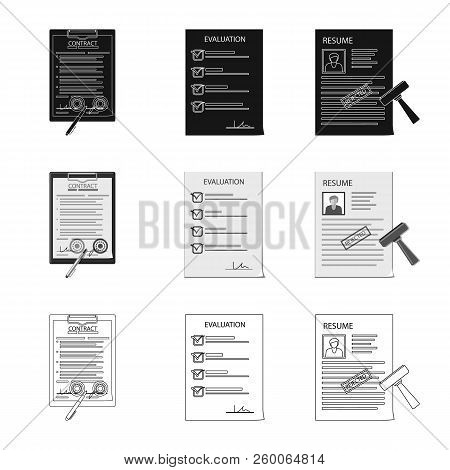Vector Design Of Form And Document Sign. Set Of Form And Mark Stock Vector Illustration.