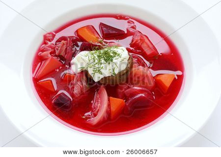 Borsch, zuppa, zuppa di barbabietole russa
