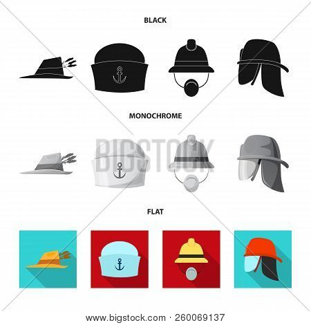 Isolated Object Of Headgear And Cap Logo. Collection Of Headgear And Accessory Stock Vector Illustra