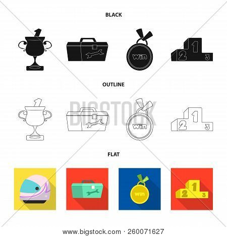 Vector Design Of Car And Rally Icon. Set Of Car And Race Vector Icon For Stock.