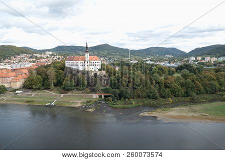 Beautiful View Of Decin City From Pastyrska Stena Rock