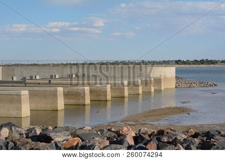 Colorado city water supply reservoir for cities in Colorado drying up from drought