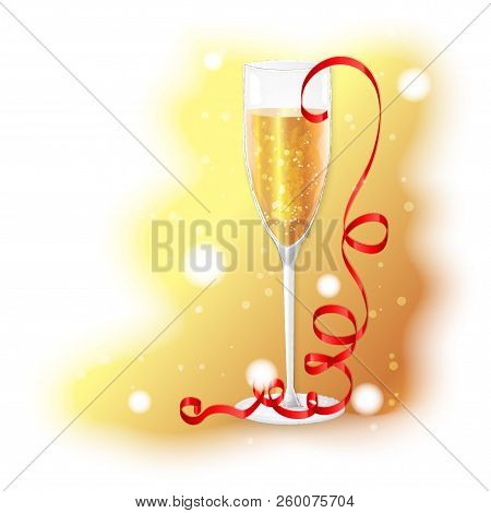 Glass Wineglass, Serpentine. Vintage Vector Engraving Illustration For Poster, Invitation To Party. 