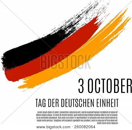 Germany Happy Unity Day Translate In German. Grunge Deutschland Flag Isolated On White Background. F