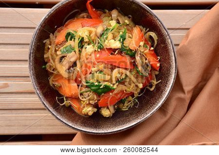 Indonesian Food, Bihun Goreng, Fried Glass Noodle With Egg And Vegetables