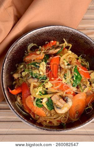Indonesian Food, Bihun Goreng, Fried Glass Noodle With Egg And Vegetables