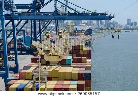 Dar Es Salaam, Tanzania - March 29: Container Vessel In Port Of Dar Es Salaam On March 29, 2018 In D