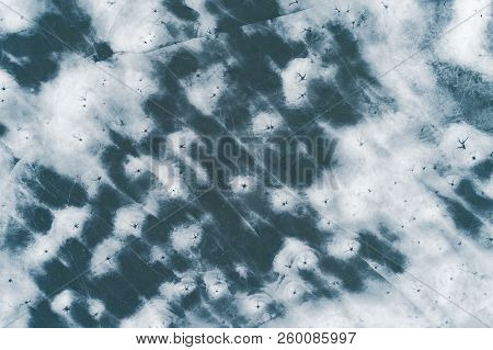 View From Above On Frozen Lake