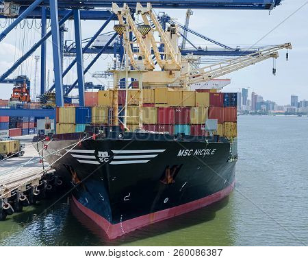 Dar Es Salaam, Tanzania - March 29: Container Vessel In Port Of Dar Es Salaam On March 29, 2018 In D