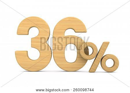 thrity six percent on white background. Isolated 3D illustration