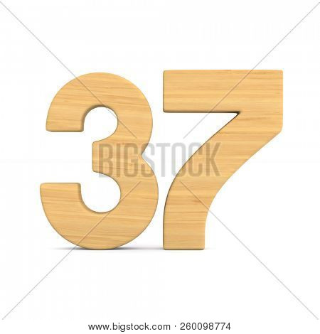 Number thrity seven on white background. Isolated 3D illustration