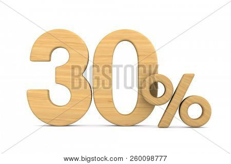 thrity percent on white background. Isolated 3D illustration