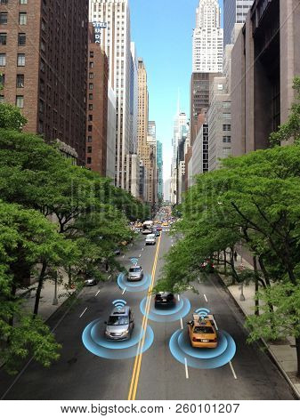 Smart Car, Self-driving Mode Vehicle With  Radar Signal System And And Wireless Communication, Auton