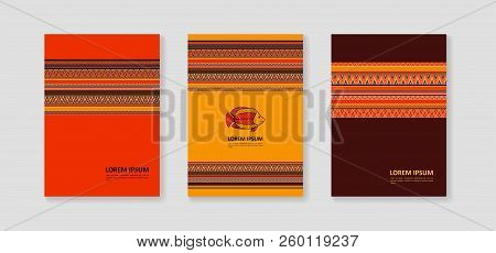 The Bright Corporate Identity With Fish And Ornaments In Ethnic Style.  Cover For Banners, Posters, 