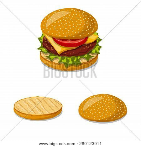 Vector Illustration Of Burger And Sandwich Sign. Collection Of Burger And Slice Stock Vector Illustr