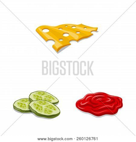 Vector Design Of Burger And Sandwich Sign. Collection Of Burger And Slice Vector Icon For Stock.