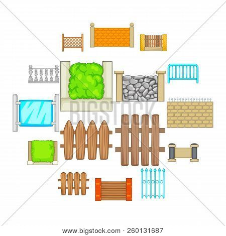 Fencing Modules Icons Set. Cartoon Illustration Of 16 Fencing Modules Icons For Web